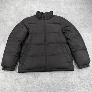 Lands' End Jacket Men Small Black Down Blend Puffer Full Zip Mock Softshell Gorp